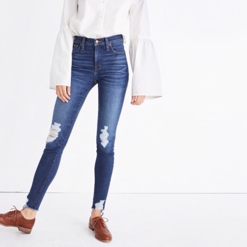 Madewell 9" High Rise Skinny Jeans Destructed